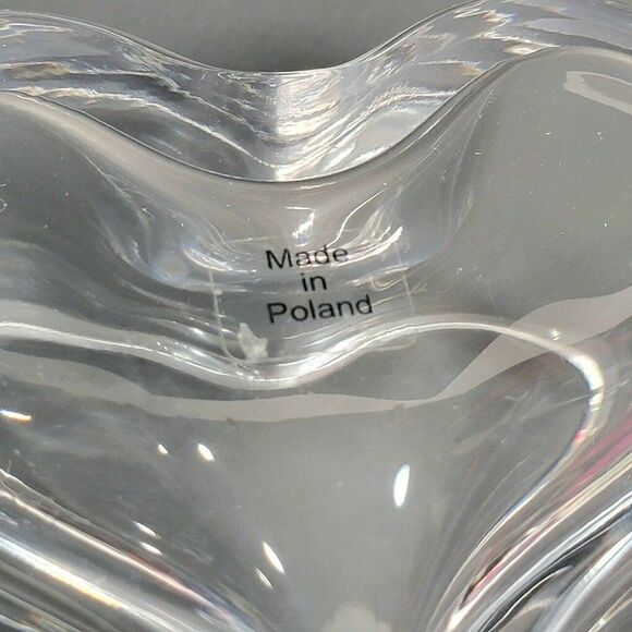 2 Vintage  Heart Shape Glass Candy Valentines Dish - Made in Poland 3" x 5.5" - Picture 4 of 12